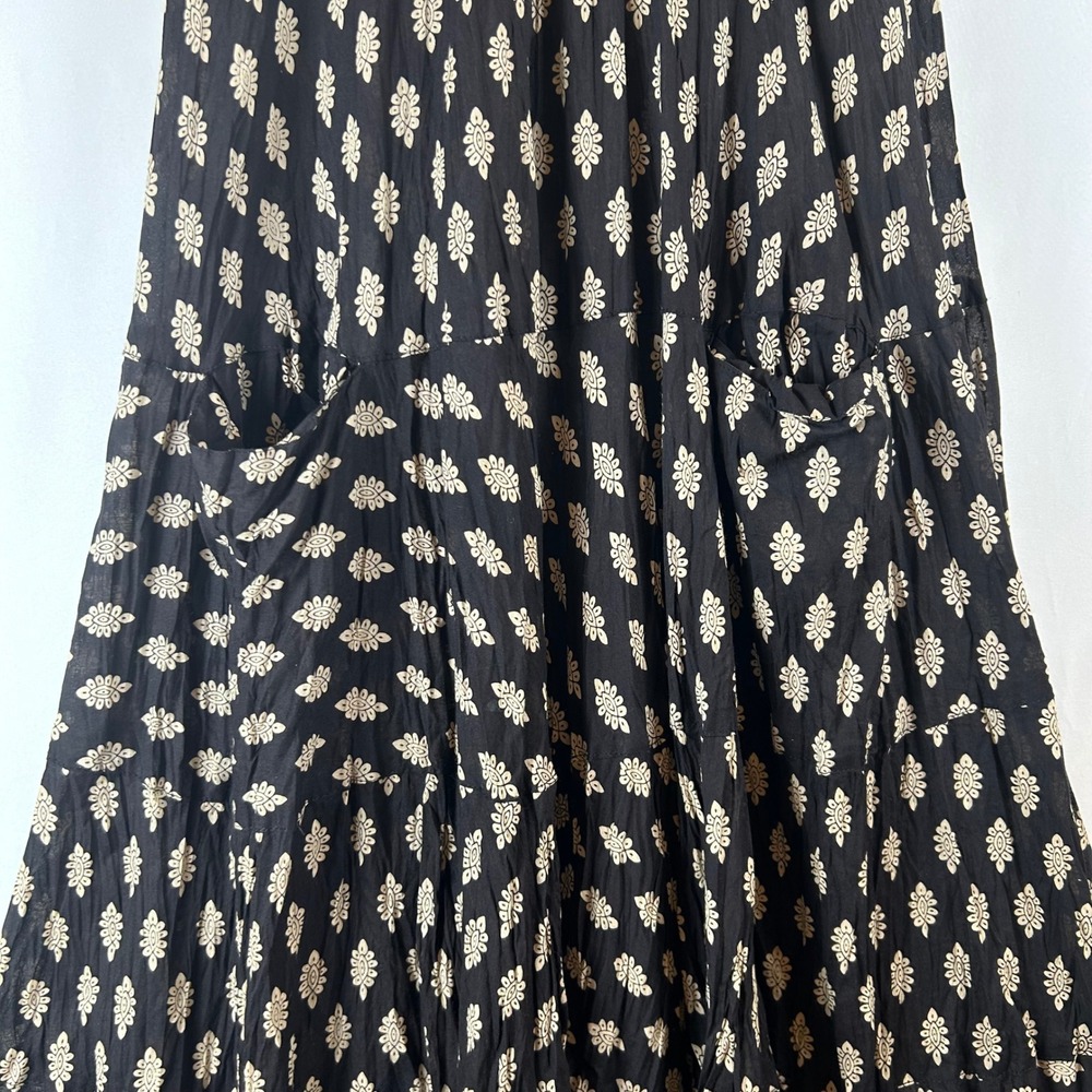 Passementrie Womens Black Sante Fe Tiered Midi Dress 3/4 Sleeve Small Boho - Picture 7 of 9